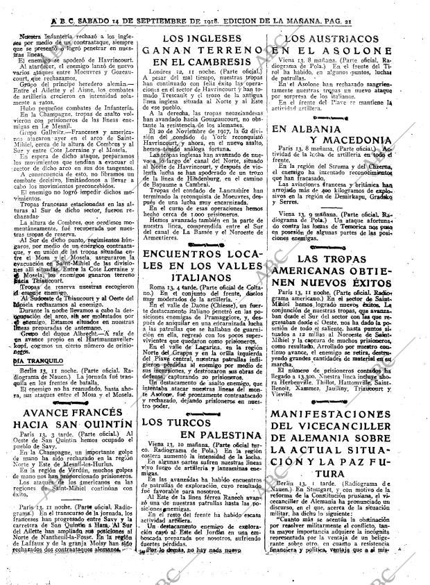 ABC MADRID 14-09-1918 página 21