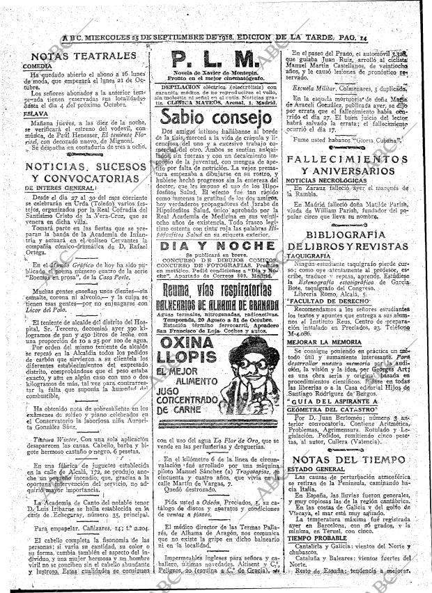 ABC MADRID 25-09-1918 página 14