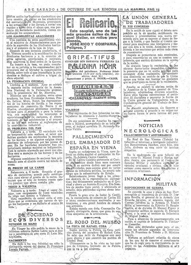 ABC MADRID 05-10-1918 página 13