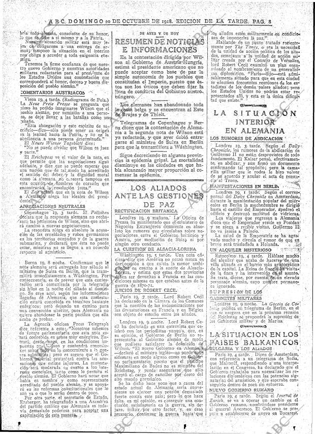 ABC MADRID 20-10-1918 página 8