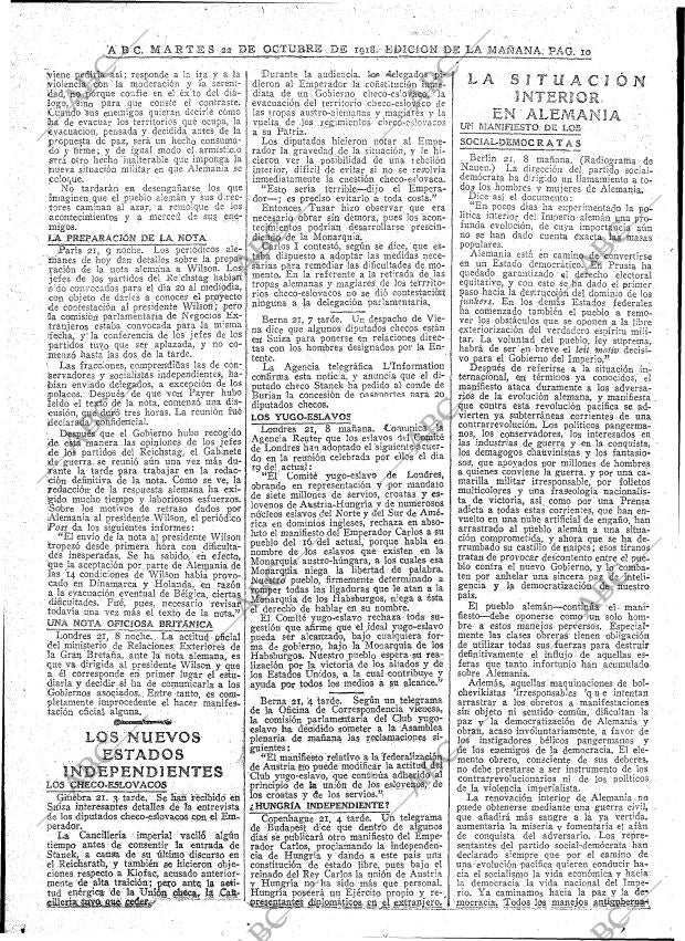 ABC MADRID 22-10-1918 página 10