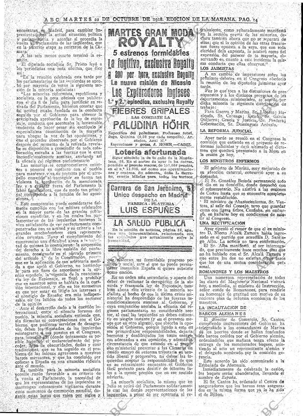 ABC MADRID 22-10-1918 página 14