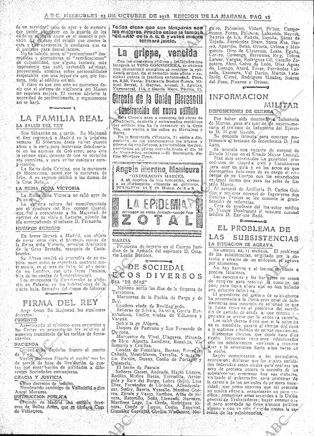 ABC MADRID 23-10-1918 página 18