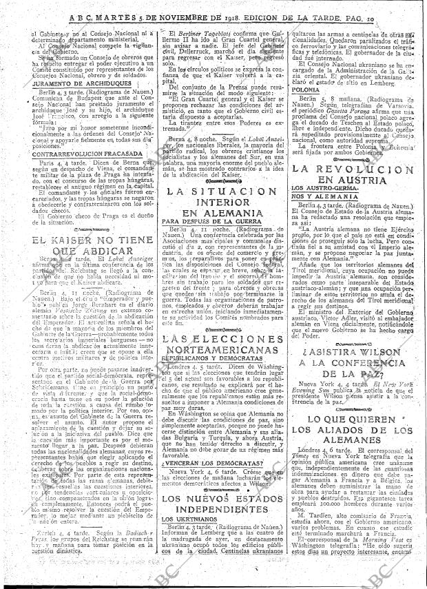 ABC MADRID 05-11-1918 página 10