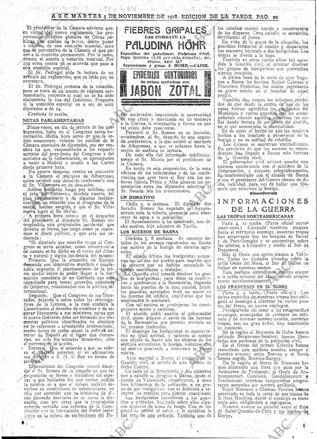 ABC MADRID 05-11-1918 página 20