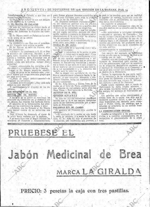 ABC MADRID 07-11-1918 página 14