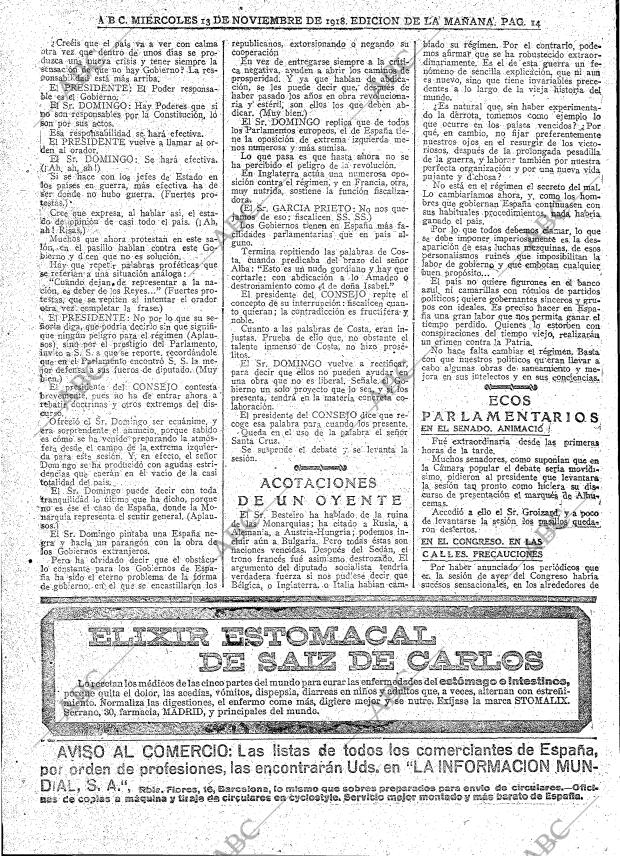 ABC MADRID 13-11-1918 página 14