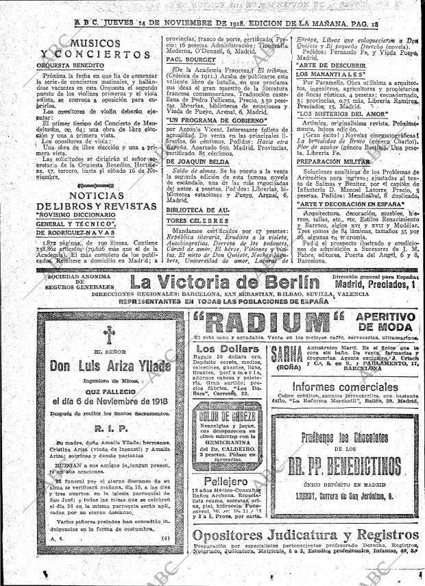 ABC MADRID 14-11-1918 página 18