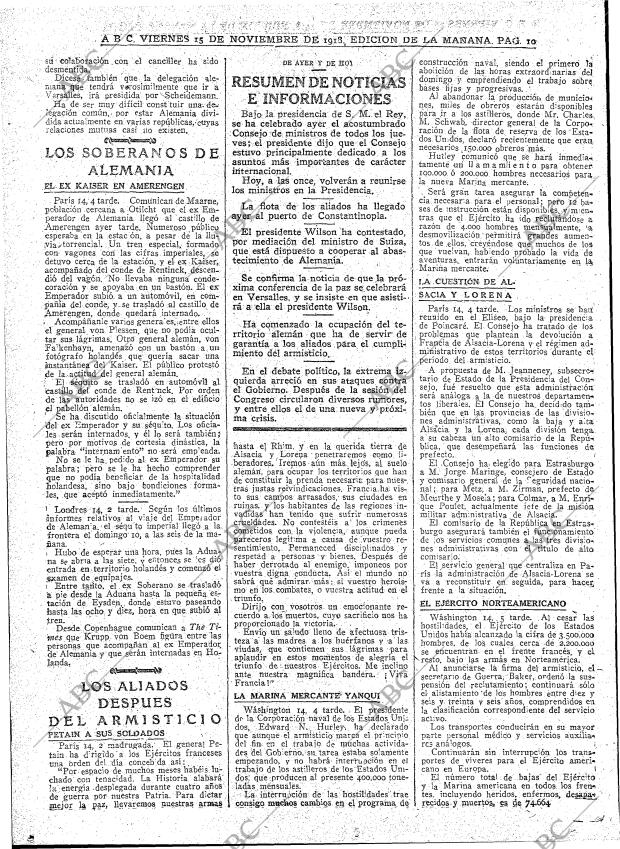 ABC MADRID 15-11-1918 página 10