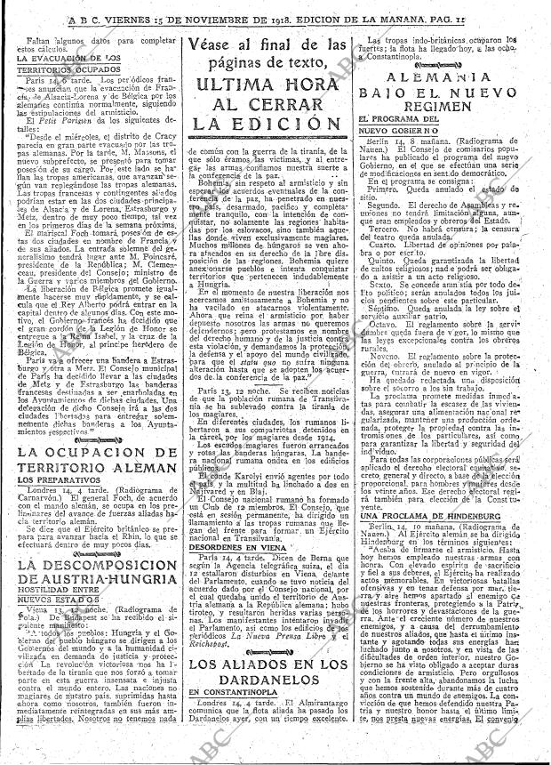 ABC MADRID 15-11-1918 página 11