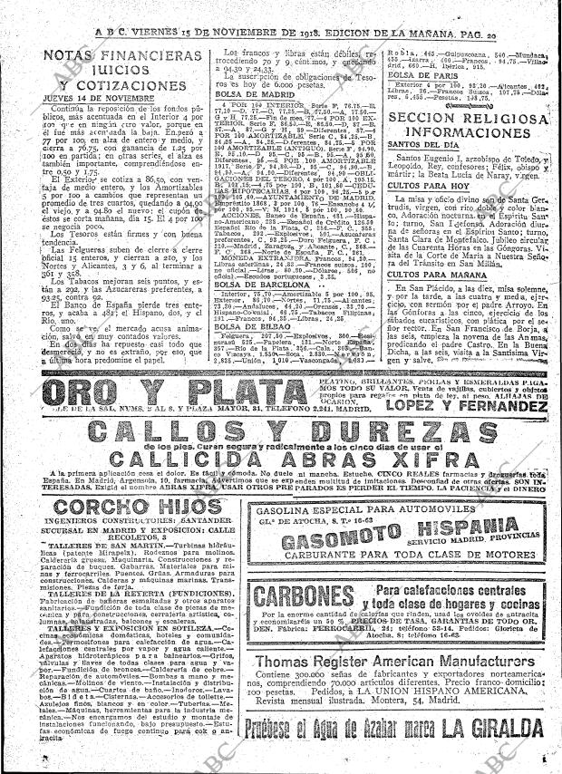 ABC MADRID 15-11-1918 página 20