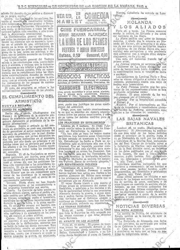 ABC MADRID 27-11-1918 página 9