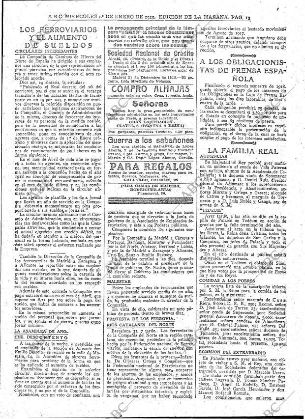 ABC MADRID 01-01-1919 página 13
