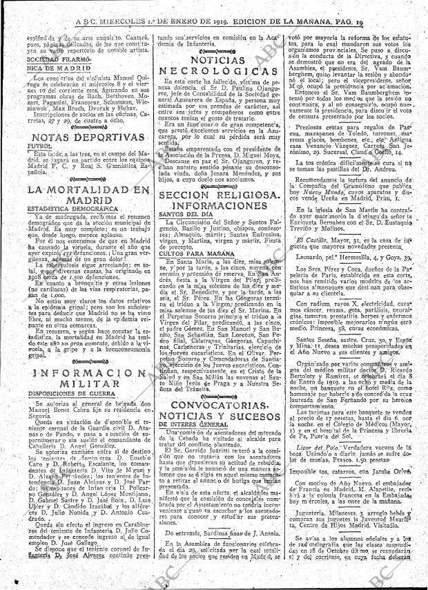 ABC MADRID 01-01-1919 página 19