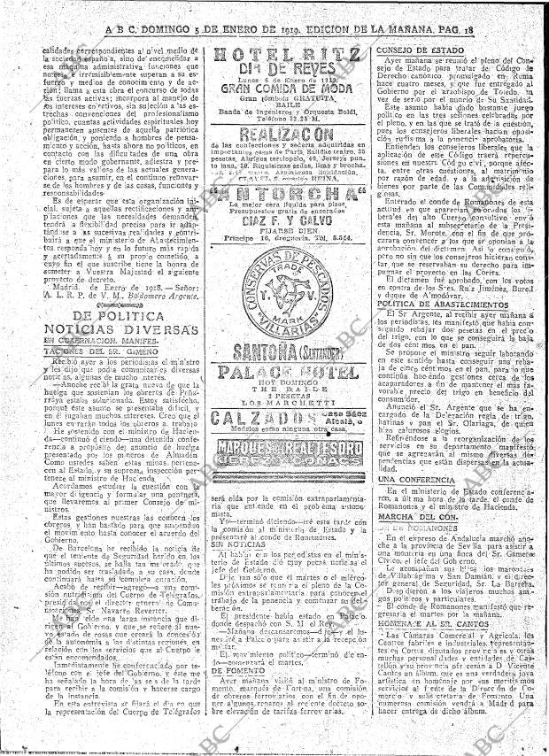 ABC MADRID 05-01-1919 página 18