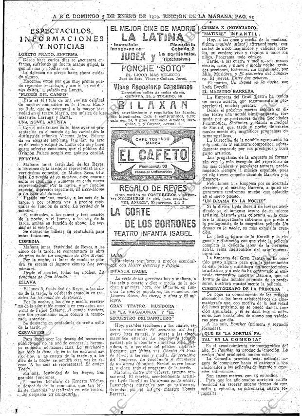ABC MADRID 05-01-1919 página 21