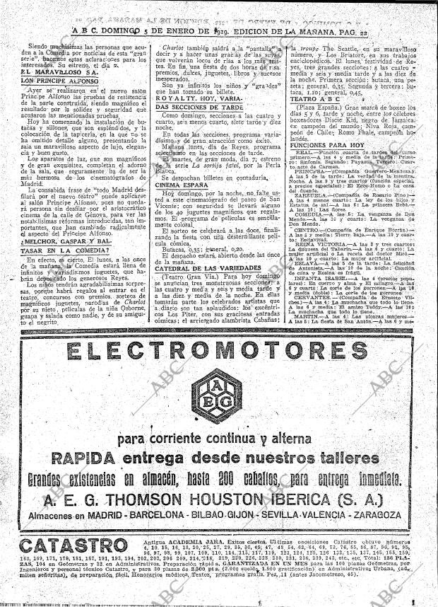ABC MADRID 05-01-1919 página 22