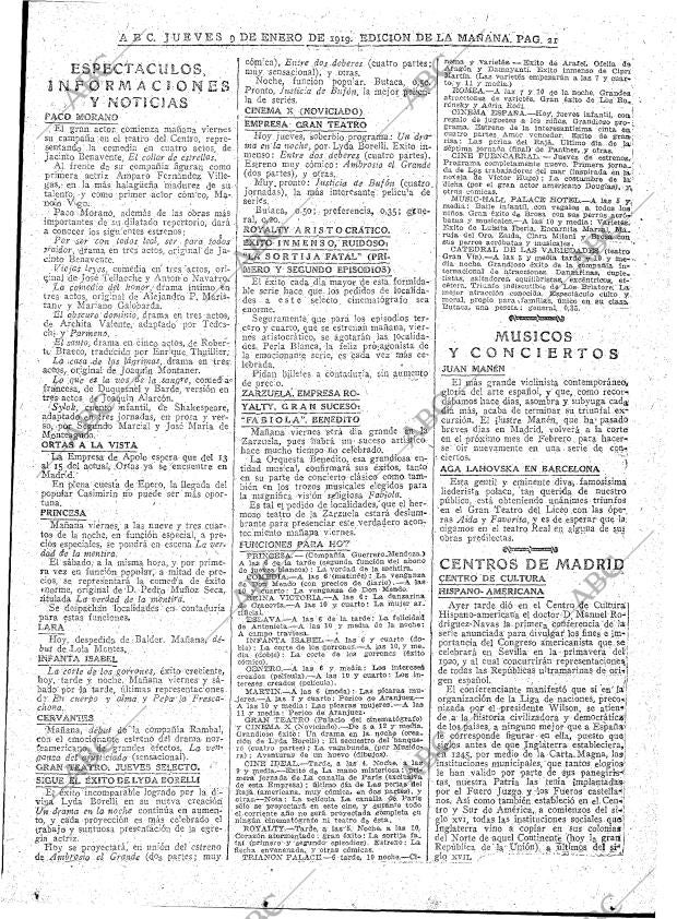 ABC MADRID 09-01-1919 página 21