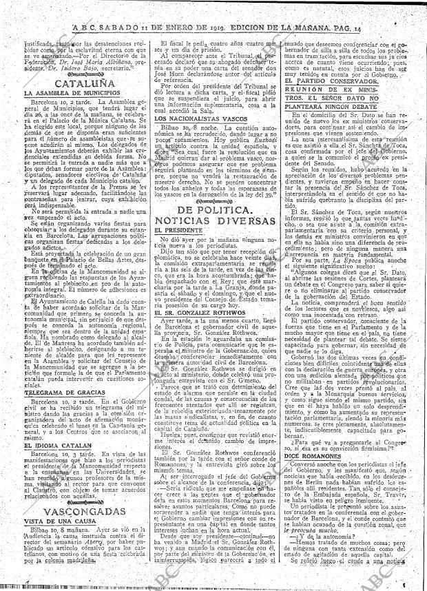 ABC MADRID 11-01-1919 página 14