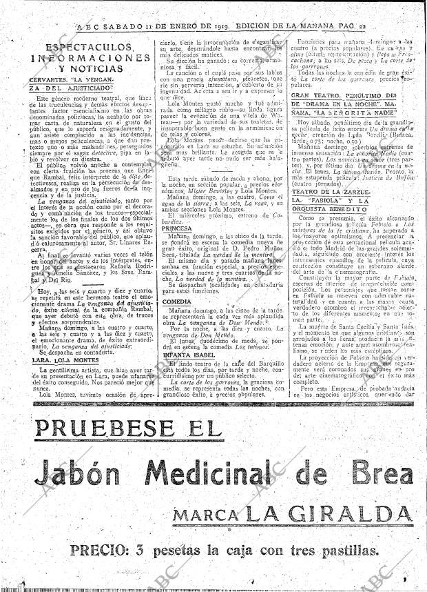 ABC MADRID 11-01-1919 página 22