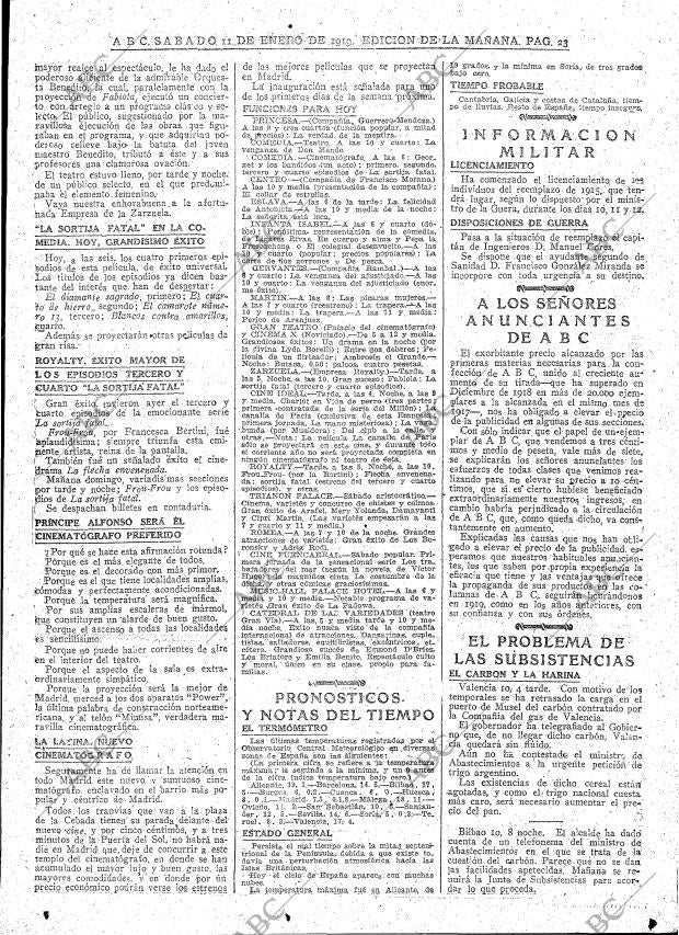 ABC MADRID 11-01-1919 página 23