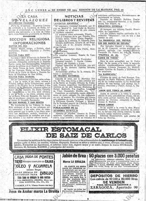 ABC MADRID 20-01-1919 página 20