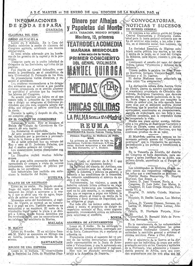 ABC MADRID 21-01-1919 página 25