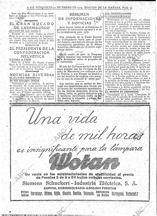 ABC MADRID 22-01-1919 página 10