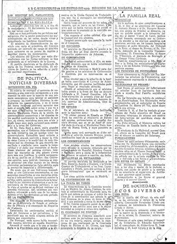 ABC MADRID 22-01-1919 página 17