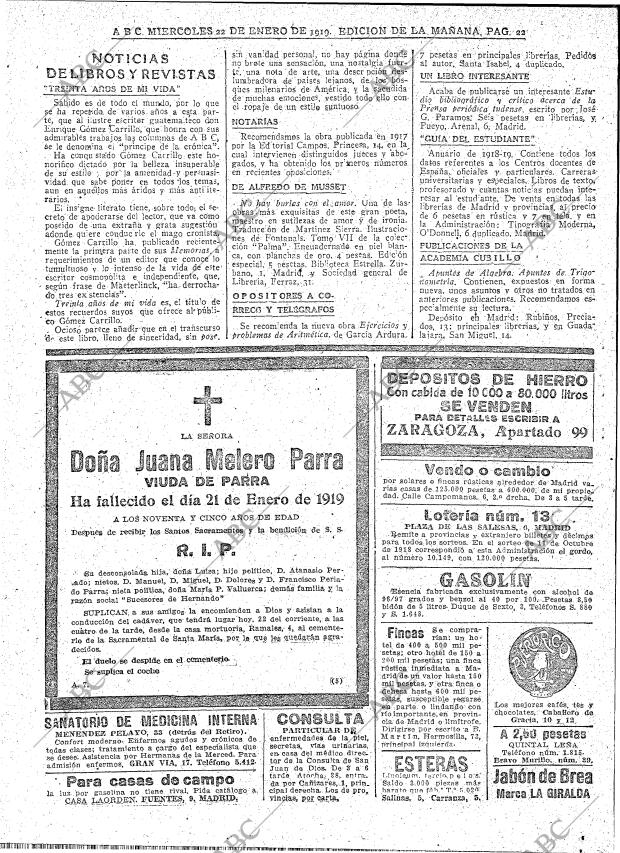 ABC MADRID 22-01-1919 página 22
