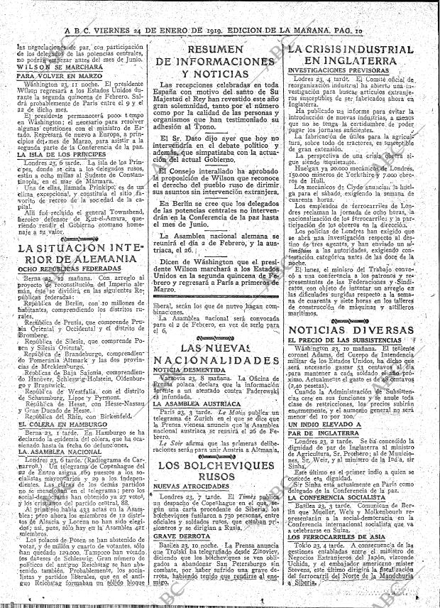 ABC MADRID 24-01-1919 página 10