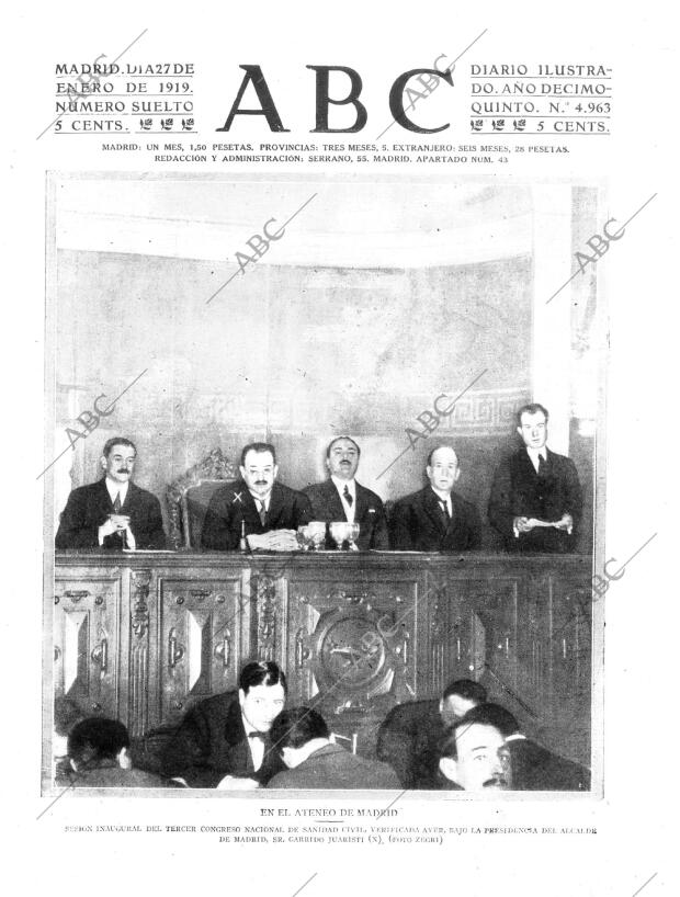 ABC MADRID 27-01-1919 página 1