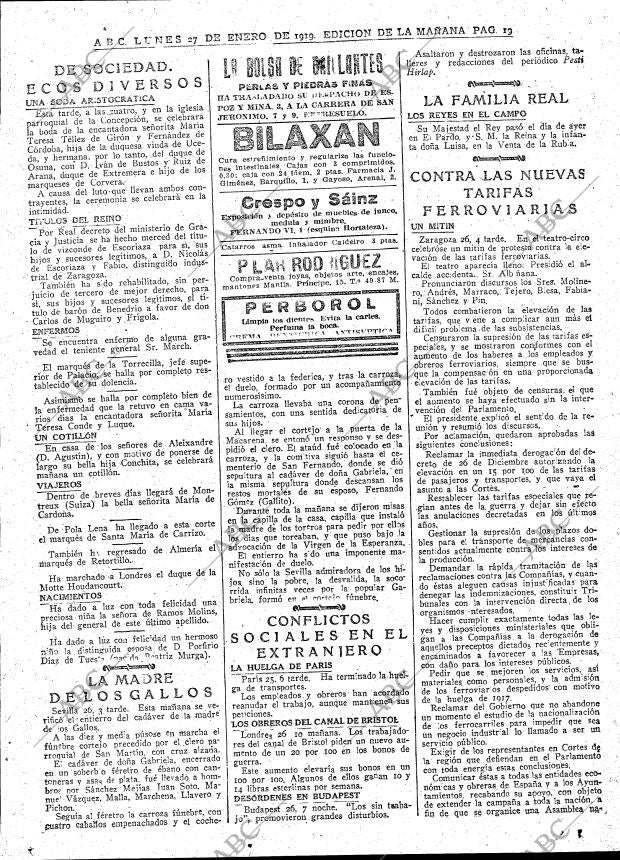 ABC MADRID 27-01-1919 página 19