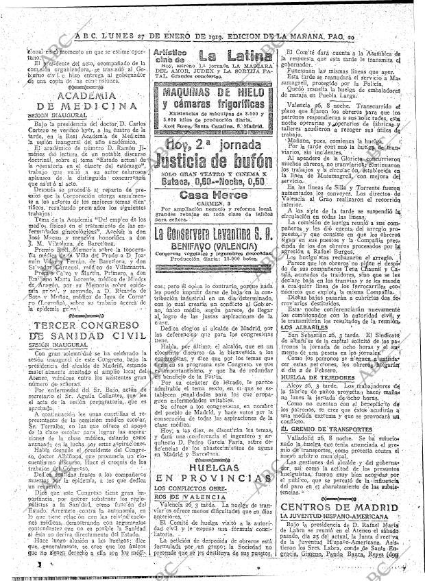 ABC MADRID 27-01-1919 página 20