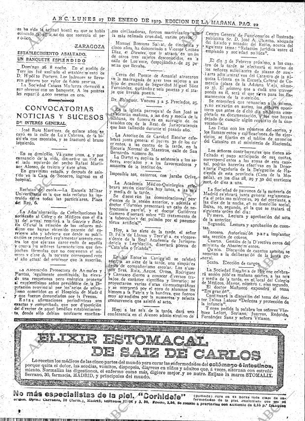 ABC MADRID 27-01-1919 página 22