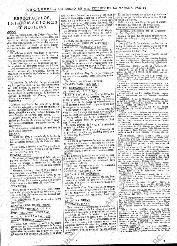 ABC MADRID 27-01-1919 página 23