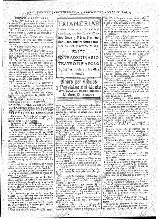 ABC MADRID 30-01-1919 página 13