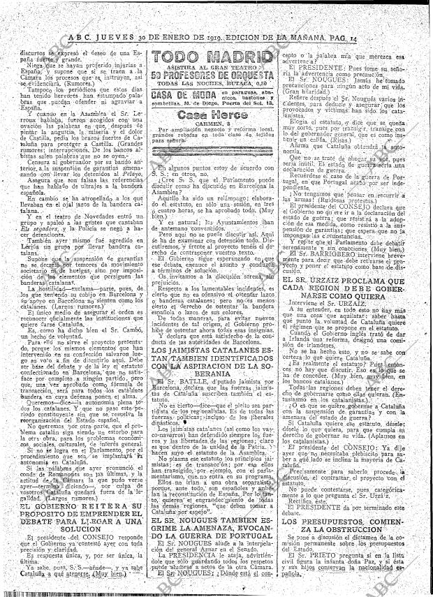 ABC MADRID 30-01-1919 página 14