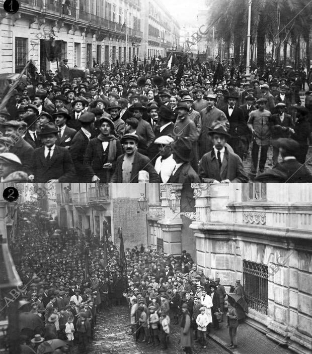 La manifestación Pasando por la plaza Nueva