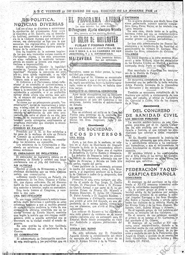 ABC MADRID 31-01-1919 página 18