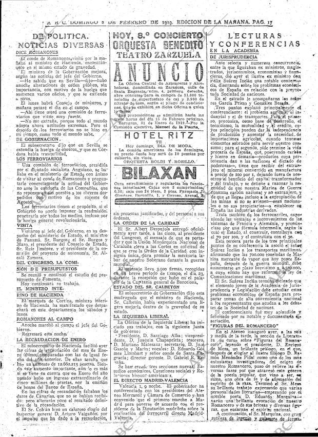 ABC MADRID 02-02-1919 página 17