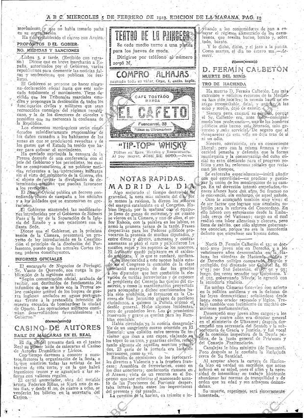 ABC MADRID 05-02-1919 página 19
