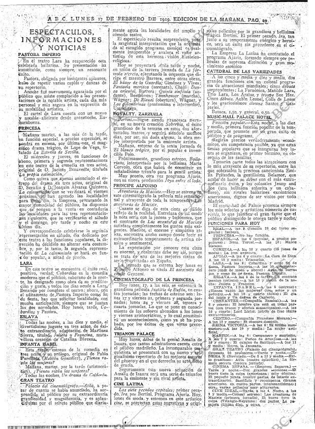 ABC MADRID 17-02-1919 página 20