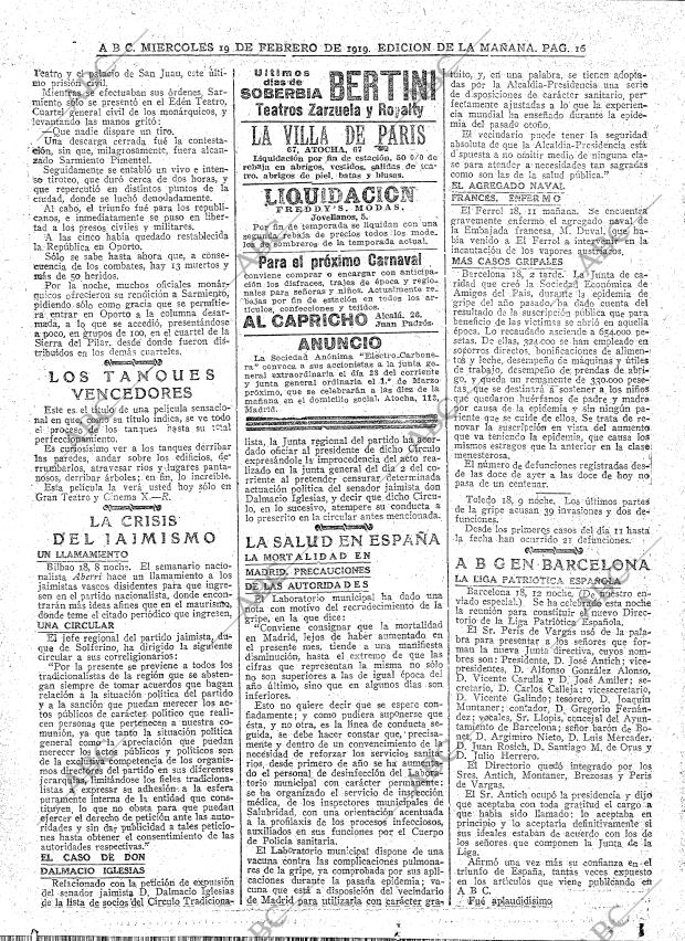ABC MADRID 19-02-1919 página 16
