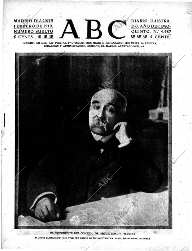 ABC MADRID 20-02-1919 página 1