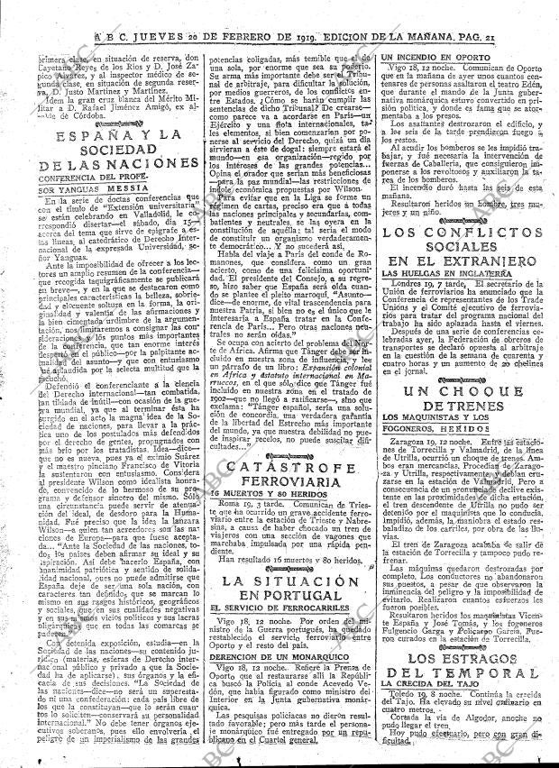 ABC MADRID 20-02-1919 página 21
