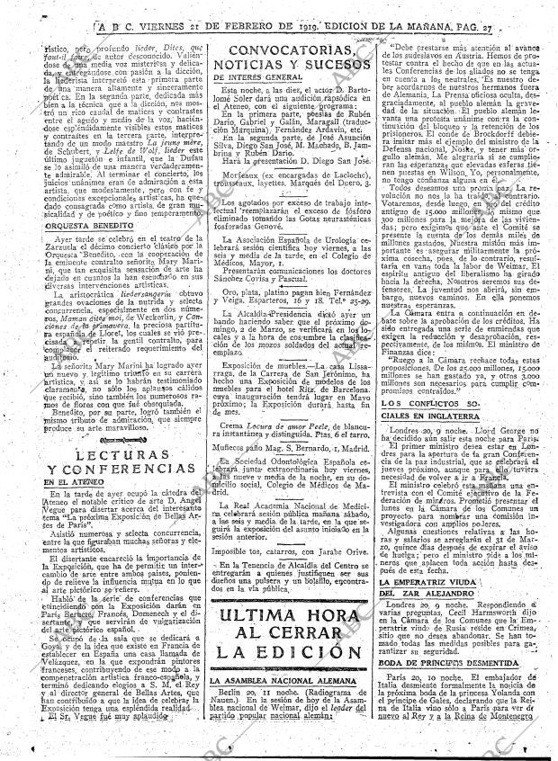 ABC MADRID 21-02-1919 página 27