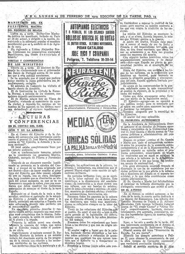 ABC MADRID 24-02-1919 página 14