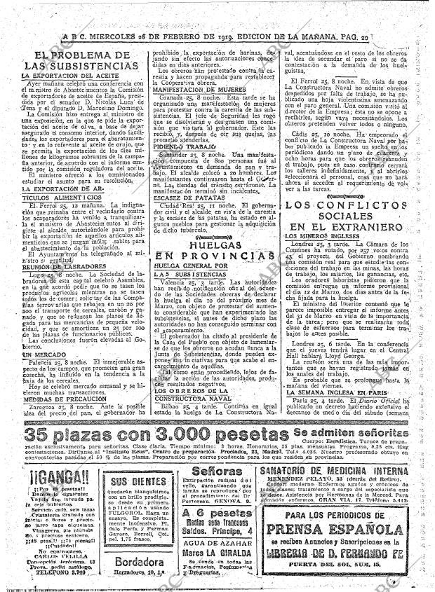 ABC MADRID 26-02-1919 página 20