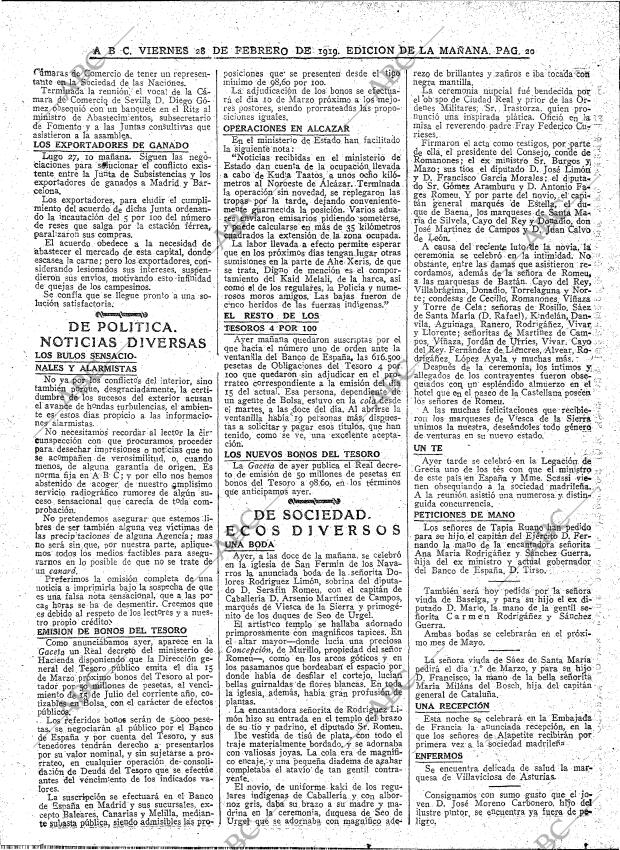 ABC MADRID 28-02-1919 página 20